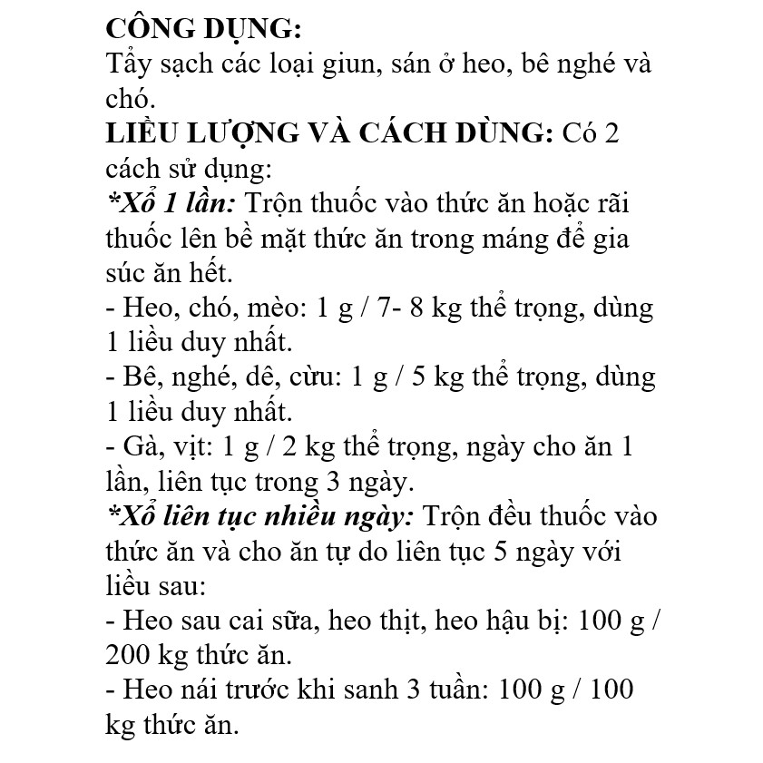 BIO FENBENDAZOL 1kg loại ký sinh trùng dùng tốt trên heo, dê, bò, gà, vịt