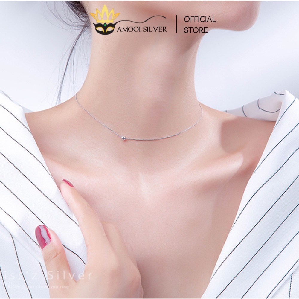 Dây Chuyền Choker Bạc Cao Cấp S925 1 Viên Bi - Amooi Silver AD58