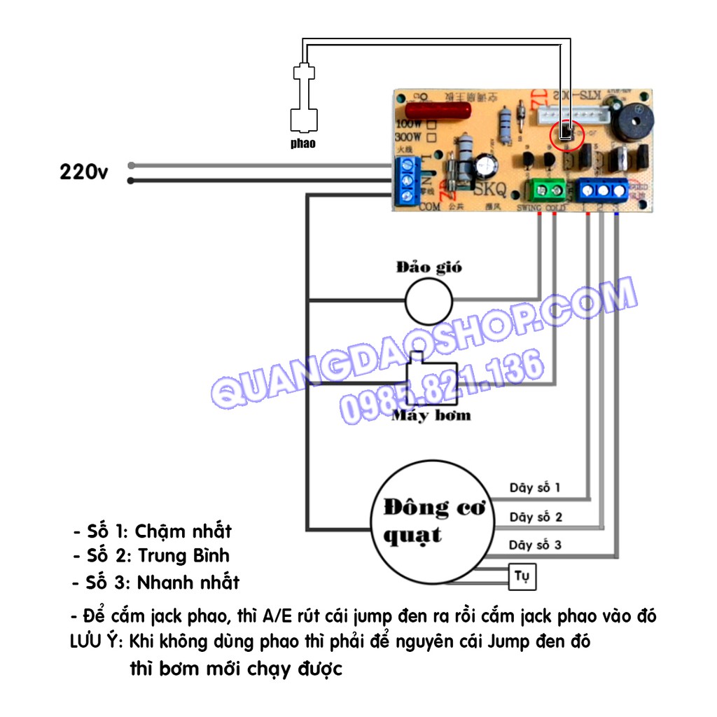 Bo mạch điều khiển từ xa quạt hơi nước đa năng