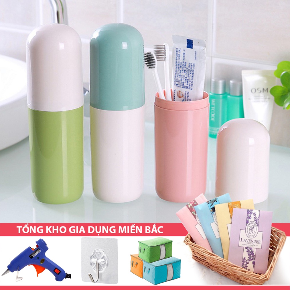 [Tổng Kho Sỉ] Hũ Hộp Đựng Bàn Chải Và Kem Đánh Răng Kiểu VIÊN THUỐC (Kiêm 2 Cốc) - Khi Đi Du Lịch, Công Tác