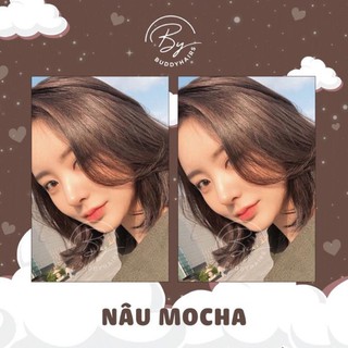 Thuốc nhuộm tóc Nâu mocha lên màu từ nền đen của Buddyhairs,Buddy.hairs,Buddyhair