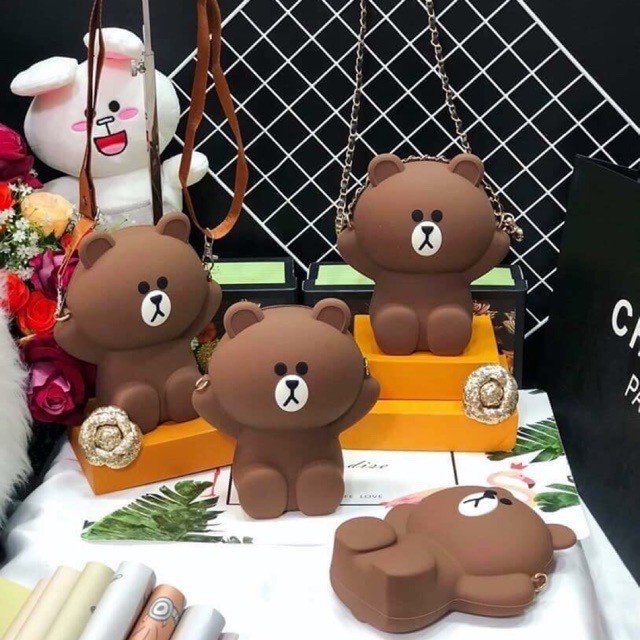 Túi gấu brown silicon loại 1 ( 2 dây đeo )