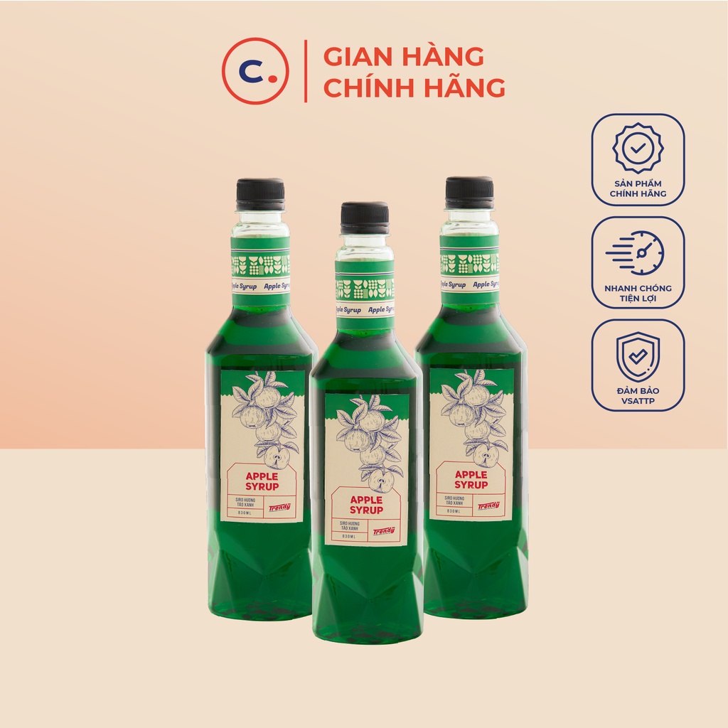 Syrup Trendy 830ml - Chuyên dùng cho pha chế đồ uống, trà sữa, trà hoa quả