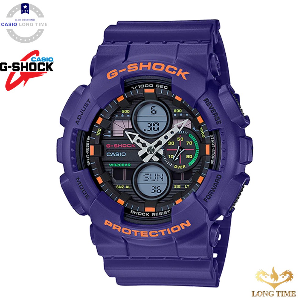 Đồng hồ nam Casio G Shock GA-140-6ADR Dây Nhựa Màu Tím - Chống Nước 200m - Chống va