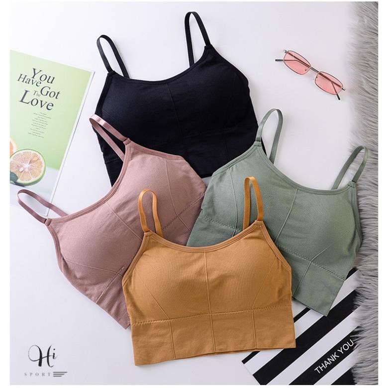 Áo Bra Nữ Thể Thao 2 Dây Tập Gym Yoga mặc Trong Croptop, Mặc đi biển, Đệm dày chắc chắn, Áo co giãn tốt AH015 ་