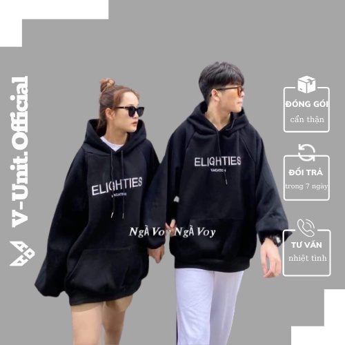 Áo Hoodie Zip Nỉ Form Rộng Tay Bồng Unisex Họa Tiết Thêu ELIGHTIES Chất Siêu Dày