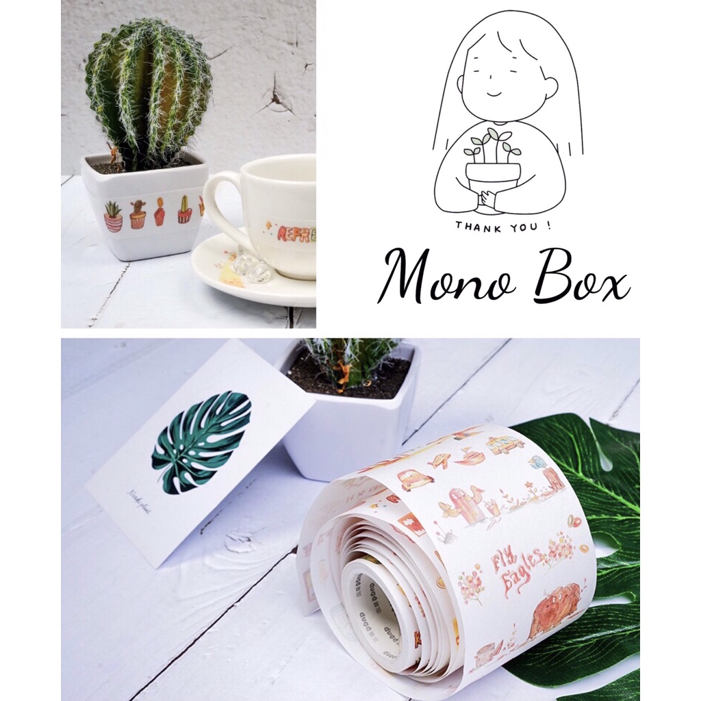 [Chiết] Washi tape mã CB006 6x35cm, băng keo dán trang trí họa tiết chibi Mono_box