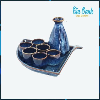 Bộ Bình Chén  bình Men Xanh Hoả Biến - Bộ Bình Đựng  Cao Cấp - Gốm Sứ Bát Tràng