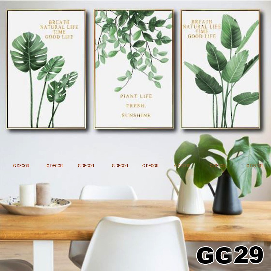 Tranh treo tường canvas 3 bức phong cách hiện đại Bắc Âu 29, tranh decor trang trí phòng khách, phòng ngủ, phòng ăn, spa