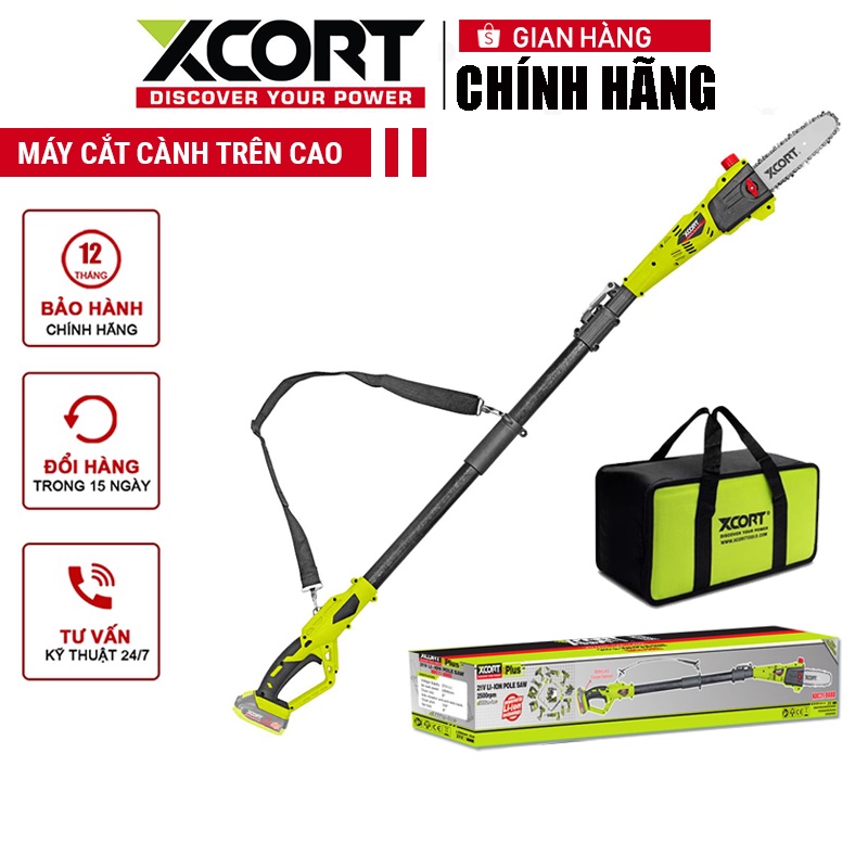 Máy cắt cành trên cao dùng pin 20V XCORT Model XDC21-008D Bản 2 PIN Độ cao 2.9m