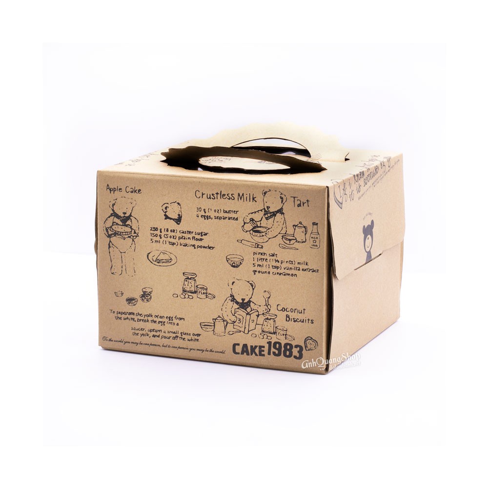 Hộp gato kèm đế gấu nâu 20×20
