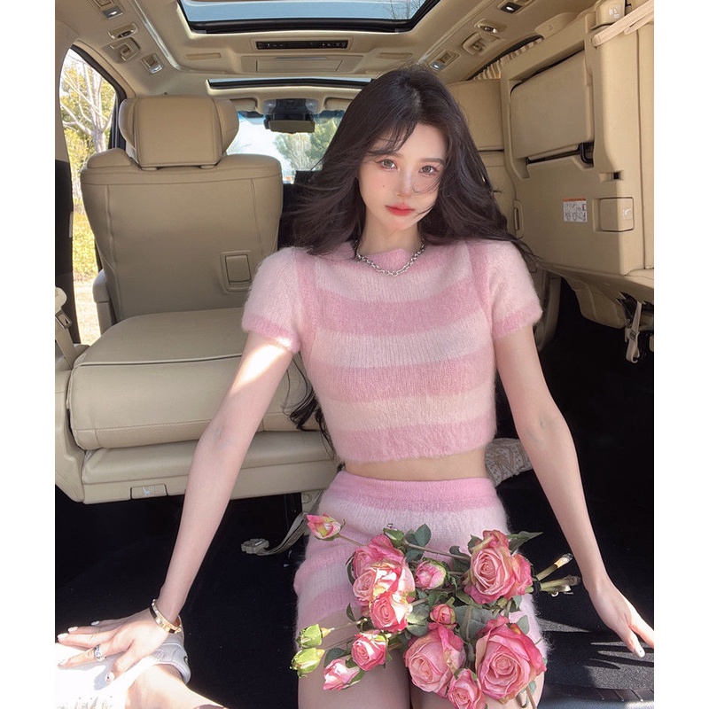 Mới Chân Váy Ngắn Lưng Cao Họa Tiết Kẻ Sọc Quyến Rũ Thời Trang Cho Nữ