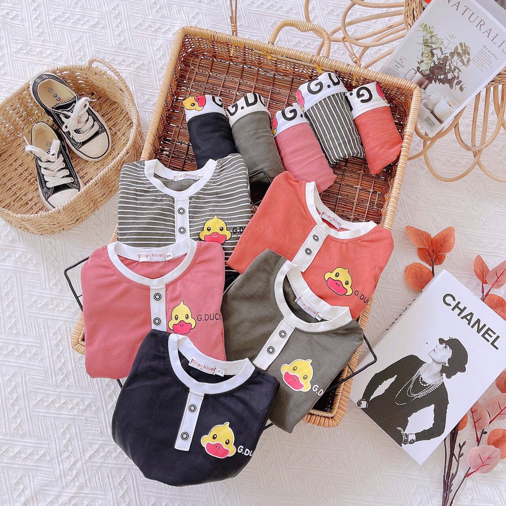 Bộ dài tay thu đông cao cấp cổ 2 khuy cho bé trai bé gái sơ sinh 5-14kg, vải cotton len xuất xịn