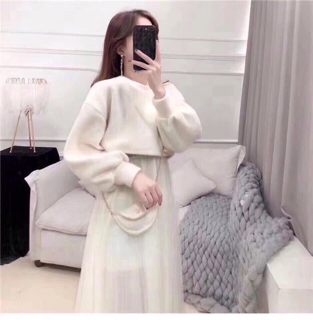 Set áo váy len công chúa kèm túi siêu xinhh | BigBuy360 - bigbuy360.vn