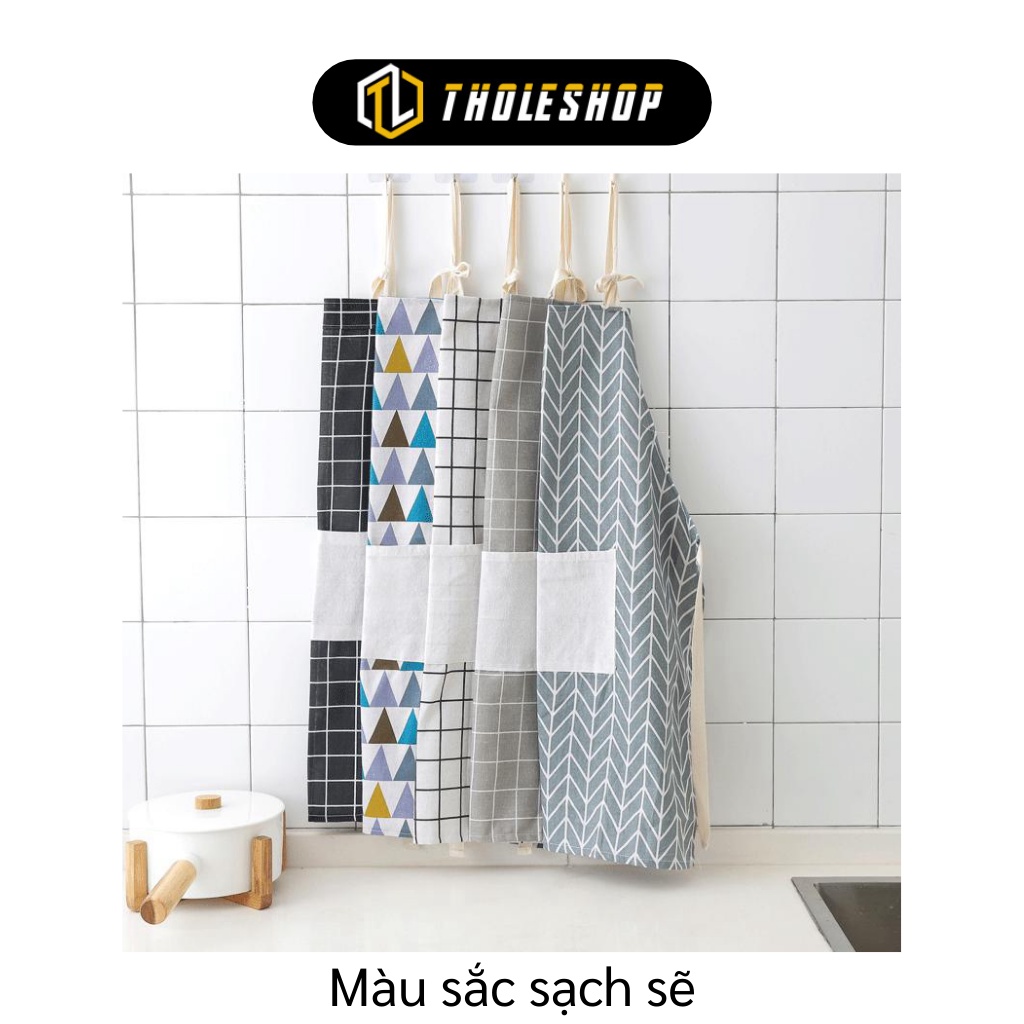 Tạp Dề - Tạp Dề Nấu Ăn Bằng Vải Họa Tiết Caro, Tam Giác Kháng Nước Cho Bà Nội Trợ 7816