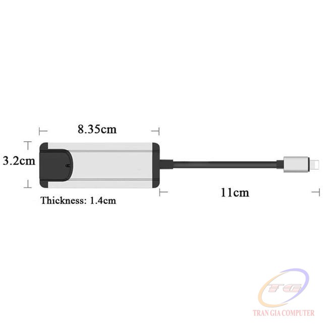 Cáp Lightning OTG to LAN, HUB USB dùng cho iPhone, iPad chính hãng Onten 75002