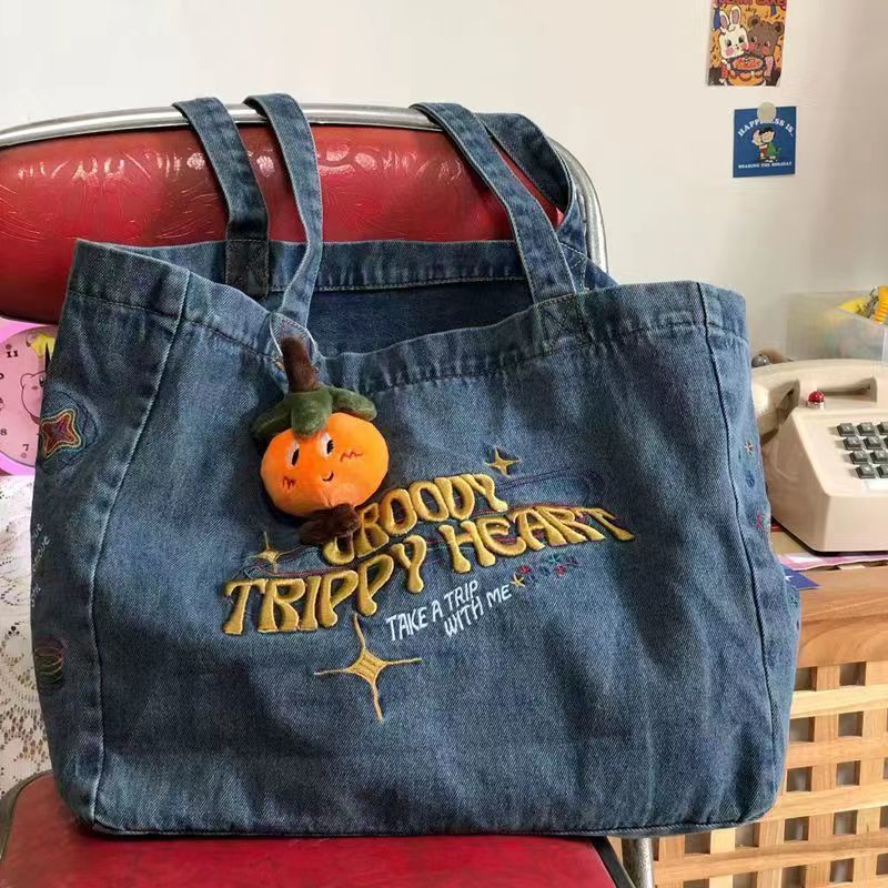 Túi Xách Vải Denim Cỡ Lớn Phong Cách Hàn Quốc Thời Trang Xuân Hè Cho Nữ