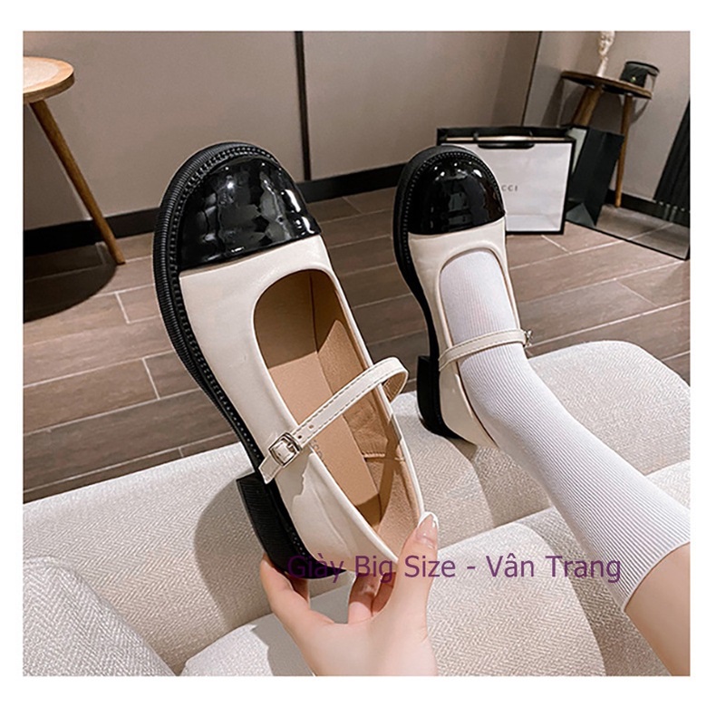 Giày da đế thấp big size Mary Jane size 35-43