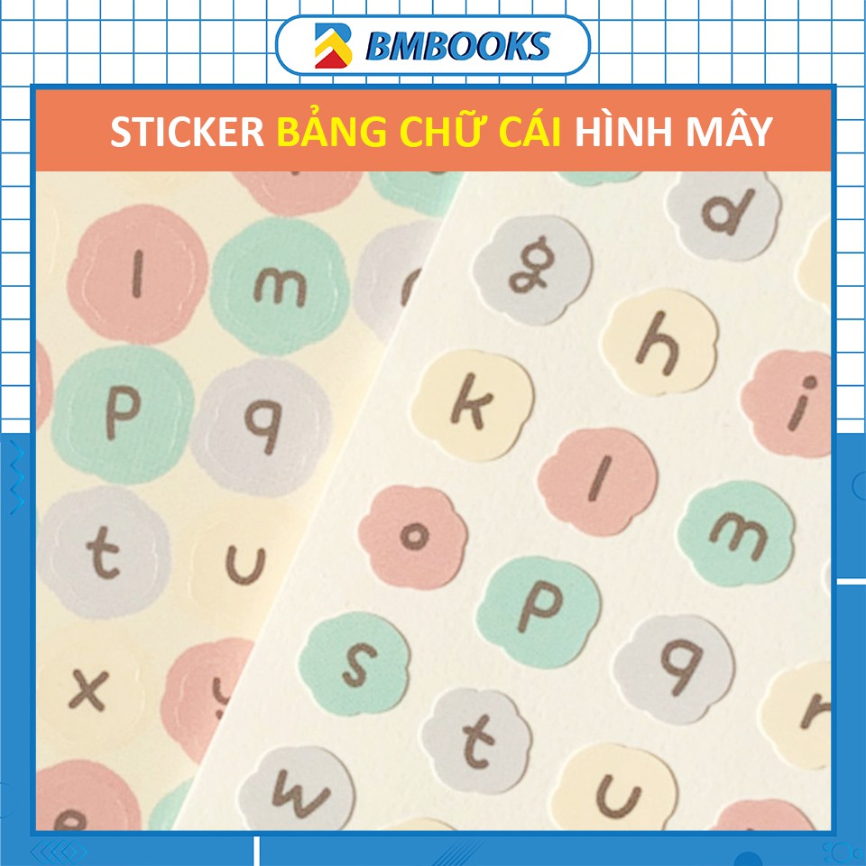 Mua Sticker cute dán sổ trang trí bảng chữ cái Alphabet hình mây màu ...