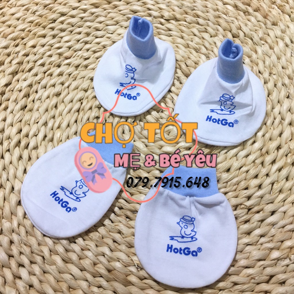 Combo 5 Bộ Bao Tay, Bao Chân Cho Bé Hotga Cotton Cao Cấp ( 0-3 tháng)