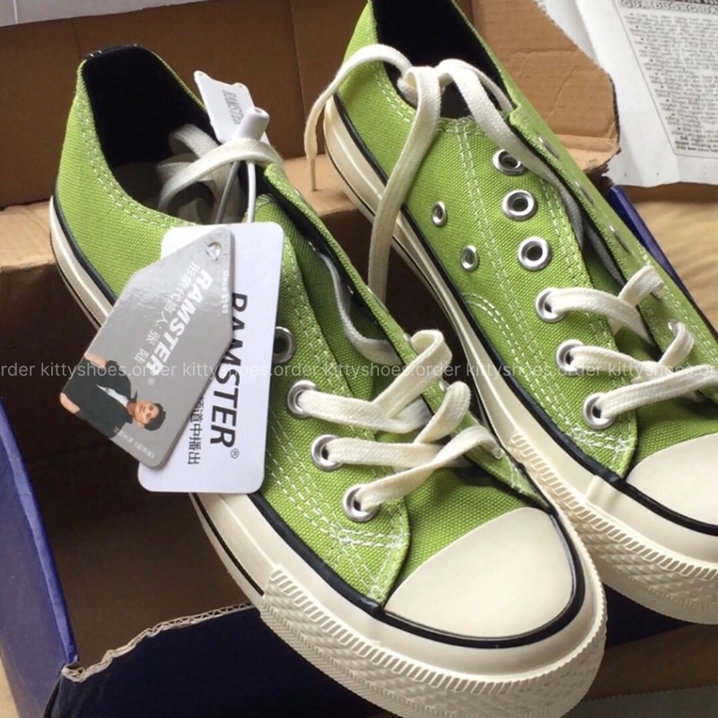 Giày Dây Dáng Convers Màu Xanh Lá Cây Phong Cách Nhẹ Nhàng Có Size Nam