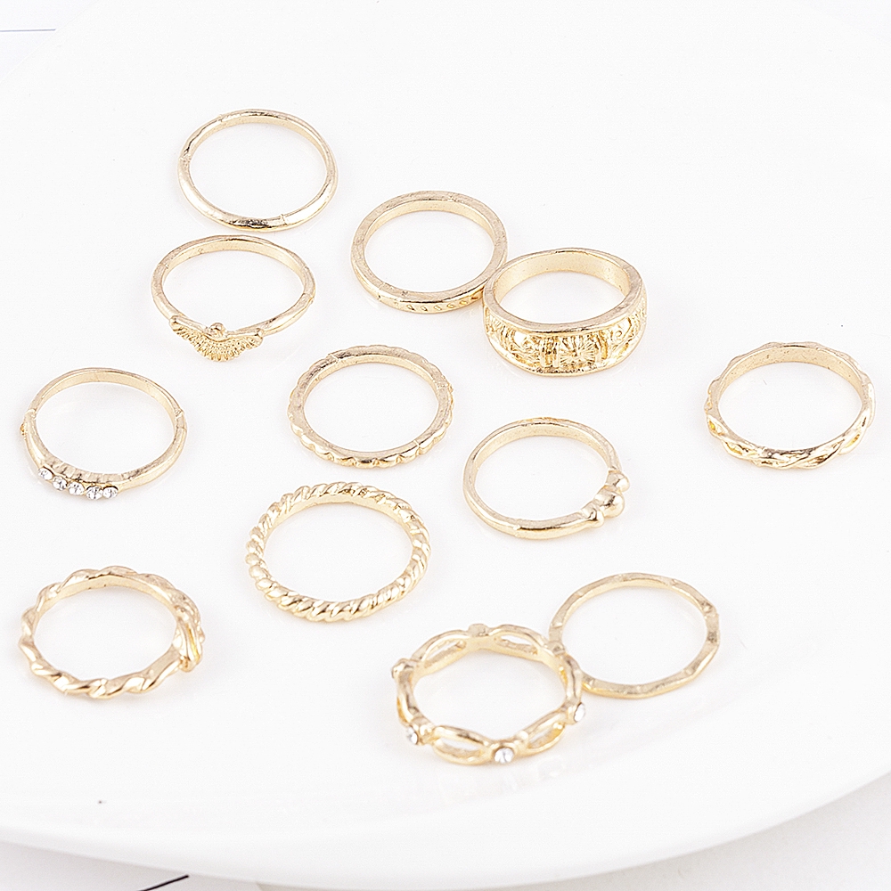 Set 12 Nhẫn Đeo Khớp Ngón Tay Phong Cách Vintage Cho Nữ