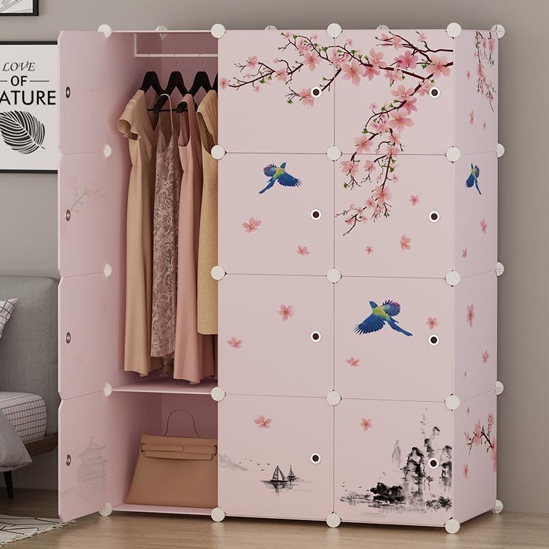 Đơn giản tủ quần áo vải lắp ráp tủ lưu trữ phòng cho thuê nhựa phòng ngủ đơn giản gia đình hiện đại tủ quần áo trẻ em bằ