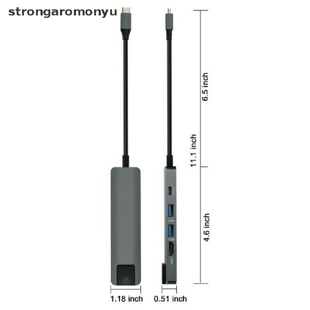 【YU】 5-in-1 USB Type C Hub Adapter Dock with 4K HDMI PD RJ45 Ethernet Lan Charge .