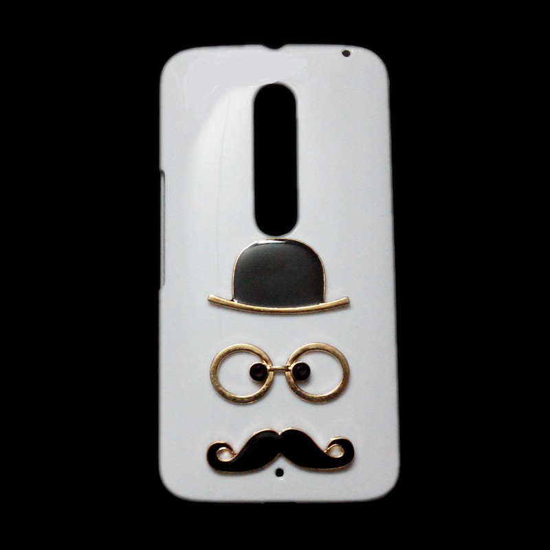 3D Cute Hat Eyes Mustache Designed Back Hard Cover Case for Motorola Moto X Style Pure Edition