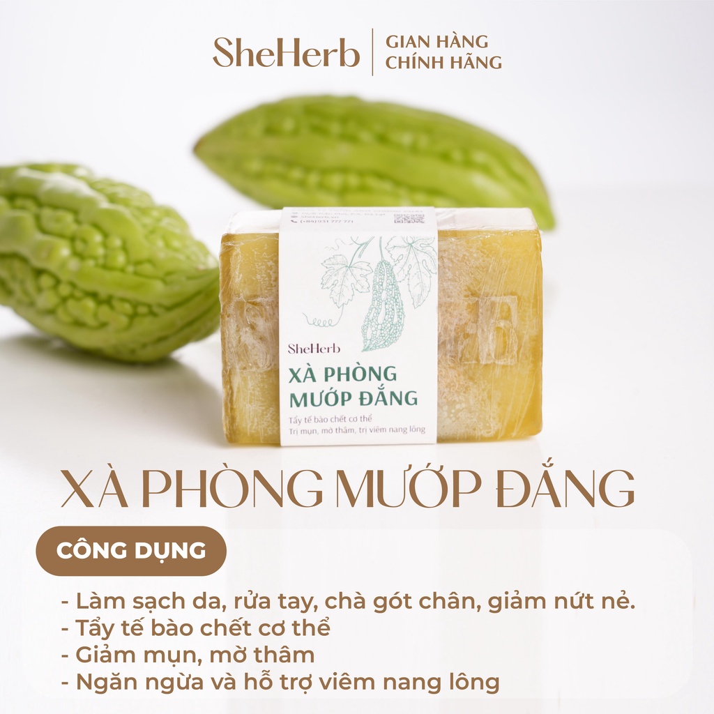 Xà Phòng Mướp Đắng Thiên Nhiên SheHerb Giảm Mụn, Mờ Thâm
