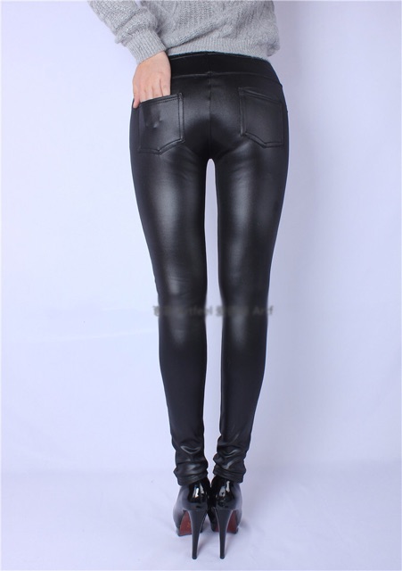 Quần legging thun màu đen giả da big size 5Xl 80-90kg