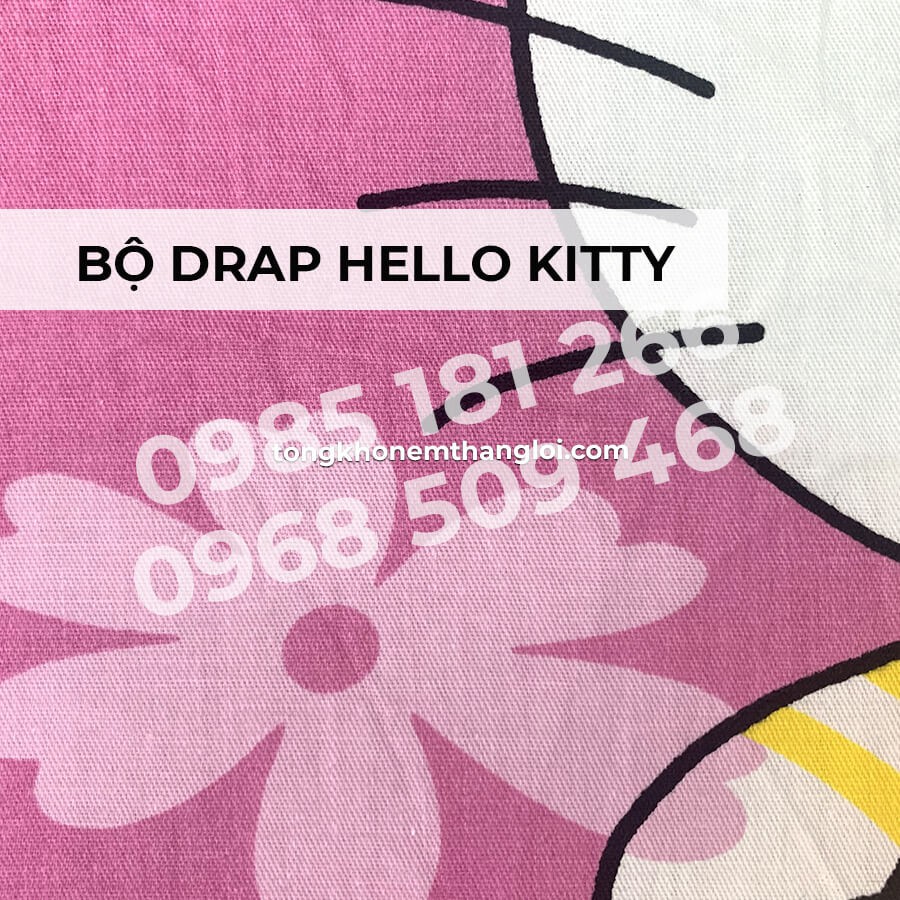 [Ảnh Thật] Kitty Hồng - Bộ Drap Cotton 4 món Thắng Lợi Chính Hãng