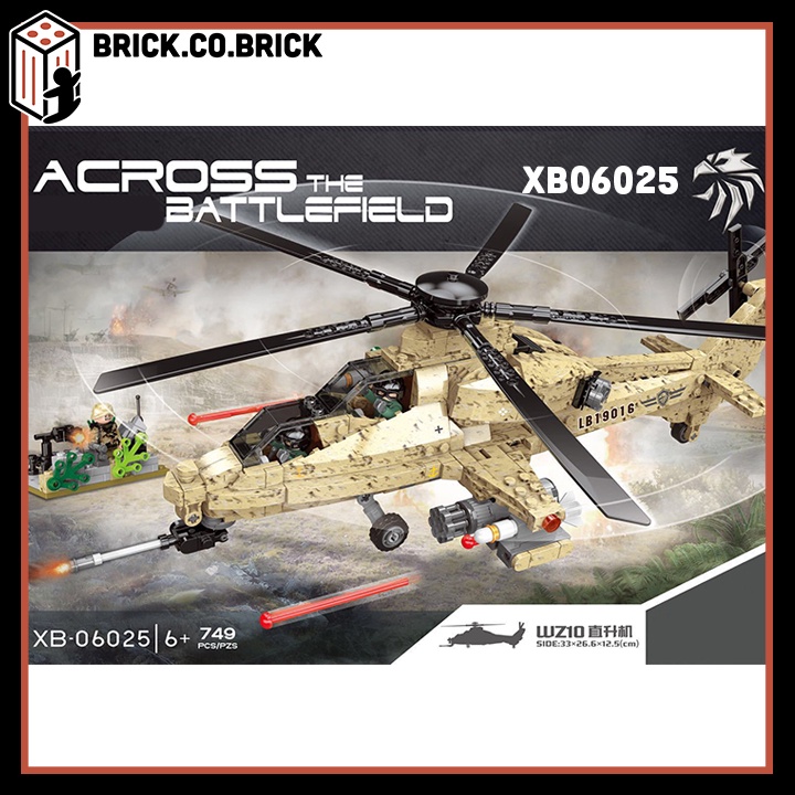 Lắp Ráp Mô Hình Máy Bay WZ10 Đồ Chơi Trực Thăng Chiến Đấu Xếp Hình Attack Helicopter XB06025