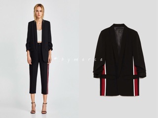 🔆ÁO BLAZER ĐEN SỌC SƯỜN ĐỎ ZẨ XUẤT