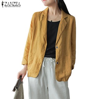 blazer ZANZEA Áo Khoác Tay Dài Gài Nút Thời Trang Cho Nữ