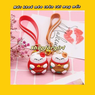 Móc khóa mèo thần tài nhiều màu-shopforgirl (ngẫu nhiên màu)