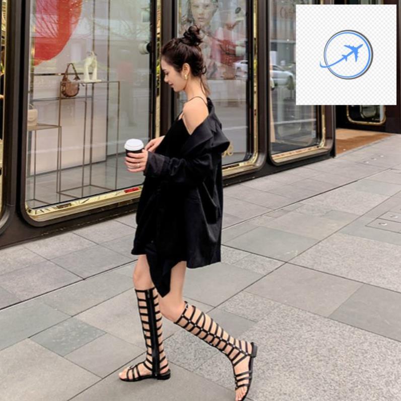 👘 Giày sandal đế bằng cột dây cổ cao thời trang mùa hè cho nữ Size 35-43 👘