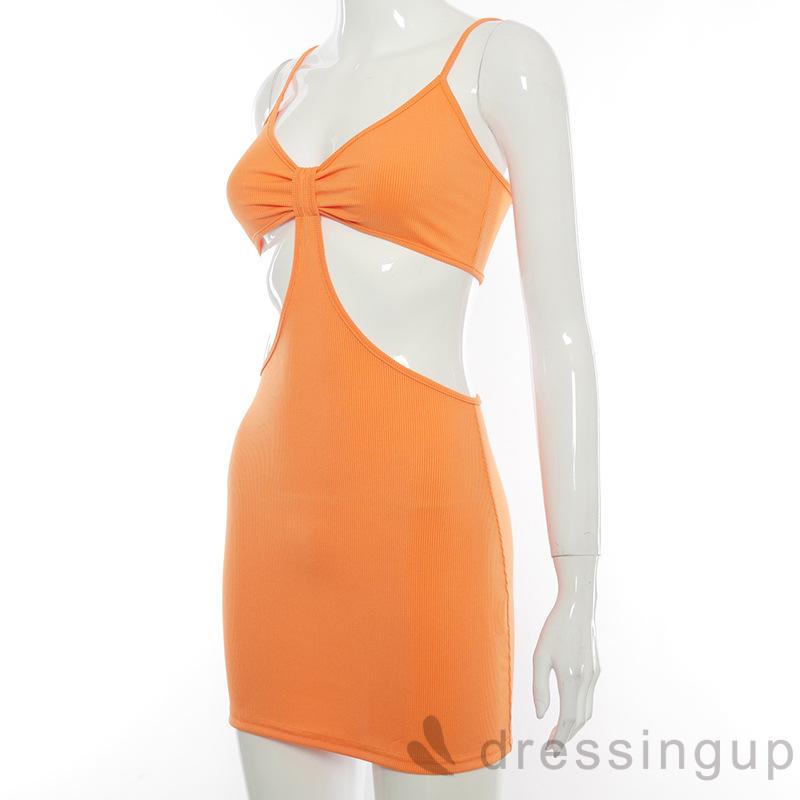 Đầm Ôm Hai Dây Màu Trơn Gợi Cảm Cho Nữ