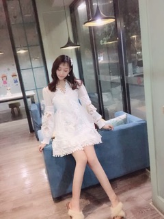 (Có sẵn) Váy trắng tiểu thư size M