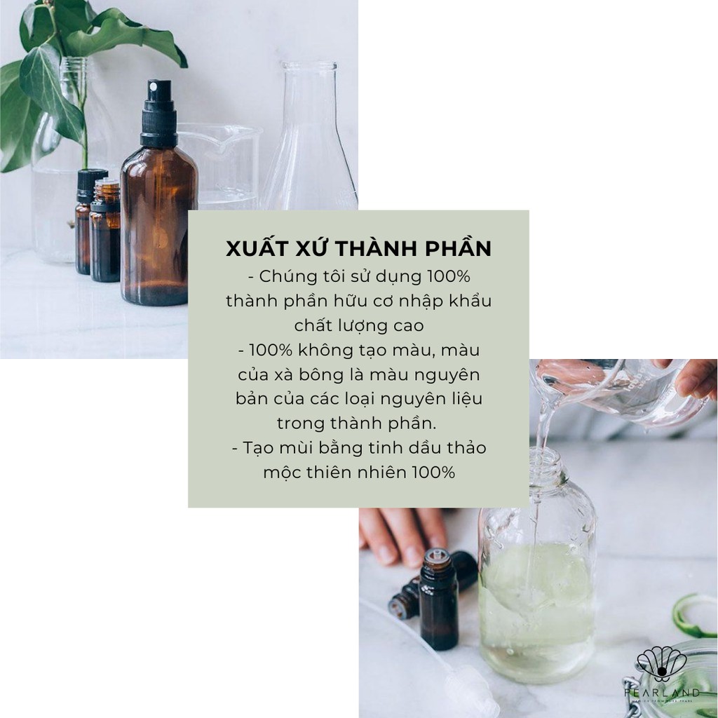 Xà bông chứa 10% bột ngọc trai dưỡng trắng mịn da - mờ thâm handmade hoàn toàn từ thảo mộc thiên nhiên | BigBuy360 - bigbuy360.vn