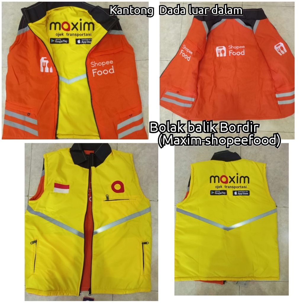Shopee Áo Giáp Điều Khiển Từ Xa Không Thấm Nước Lưng Fooood // gojex // Jojol / ojek / online / Lái Xe Màu Xám1 / Aulian_Aulian