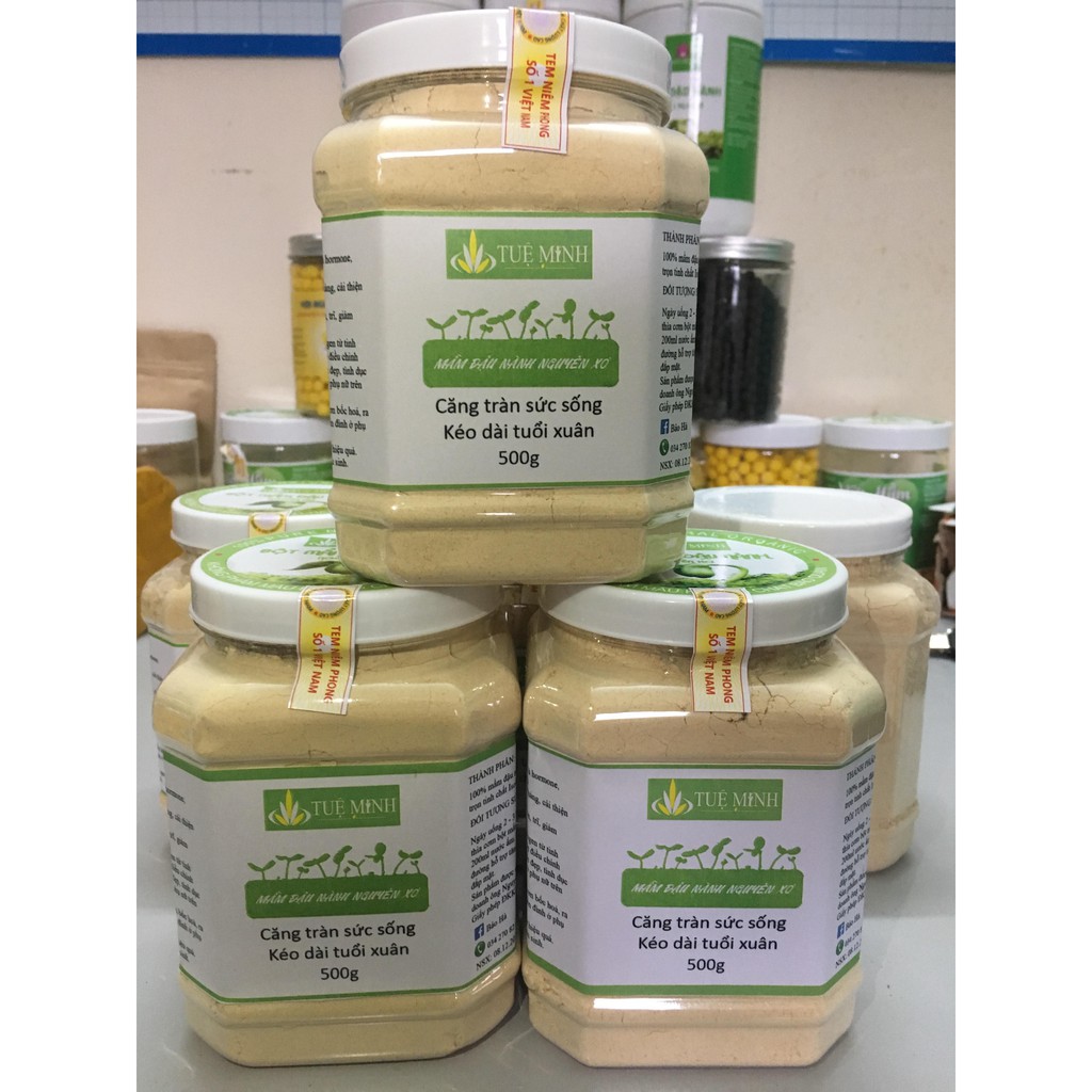 Mầm Đậu Nành Nguyên Xơ Hũ Vuông 500G