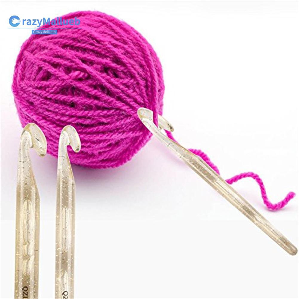 Crazymallueb❤13x 3-25mm Transparent Crochet Hooks DIY Knitting Weave Needles Yarn Sewing Tool❤New