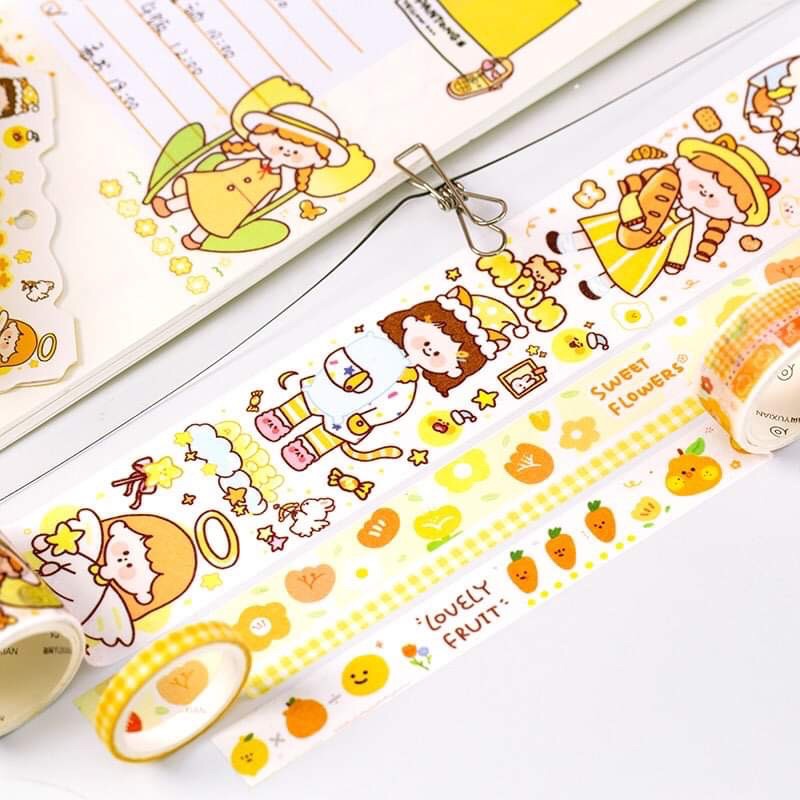 Set 5 cuộn washi xinh xắn,băng dính trang trí