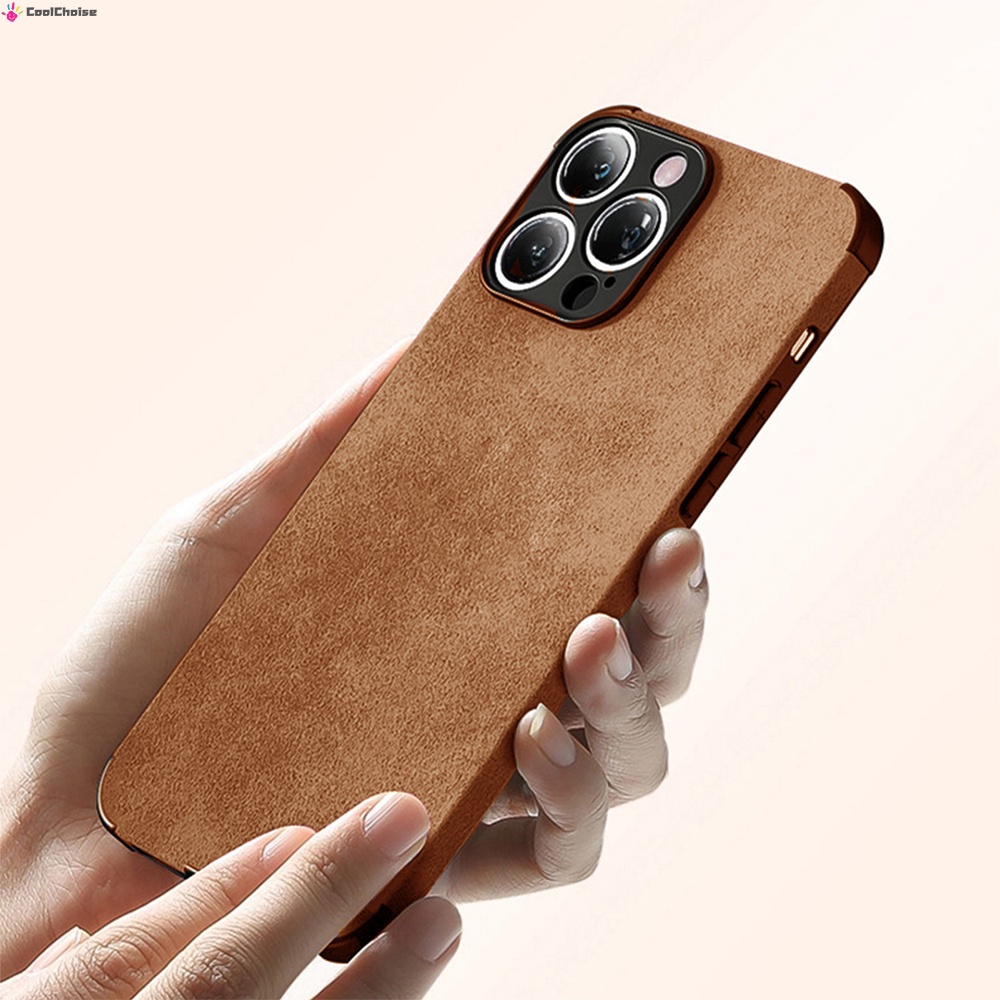Ốp Điện Thoại Da Cừu Màu Trơn Chống Rơi Chống Trượt Cho Iphone