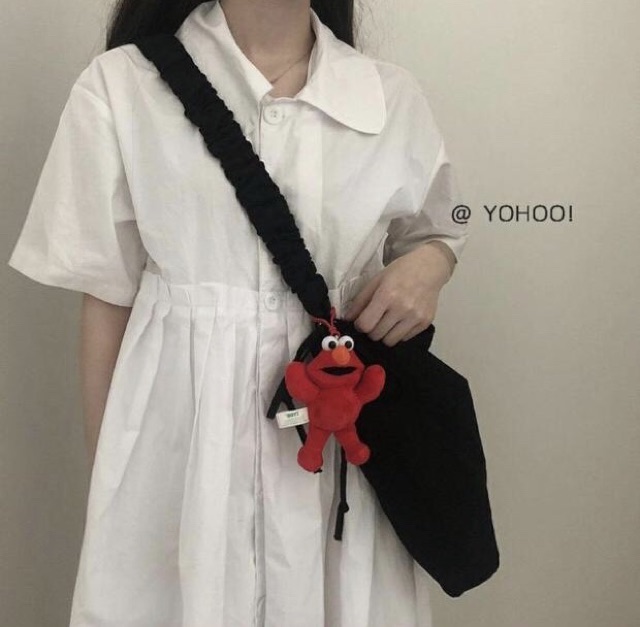 Túi quai dây rút ulzzang Hàn có khoá kéo (kèm hình thật, có sẵn)