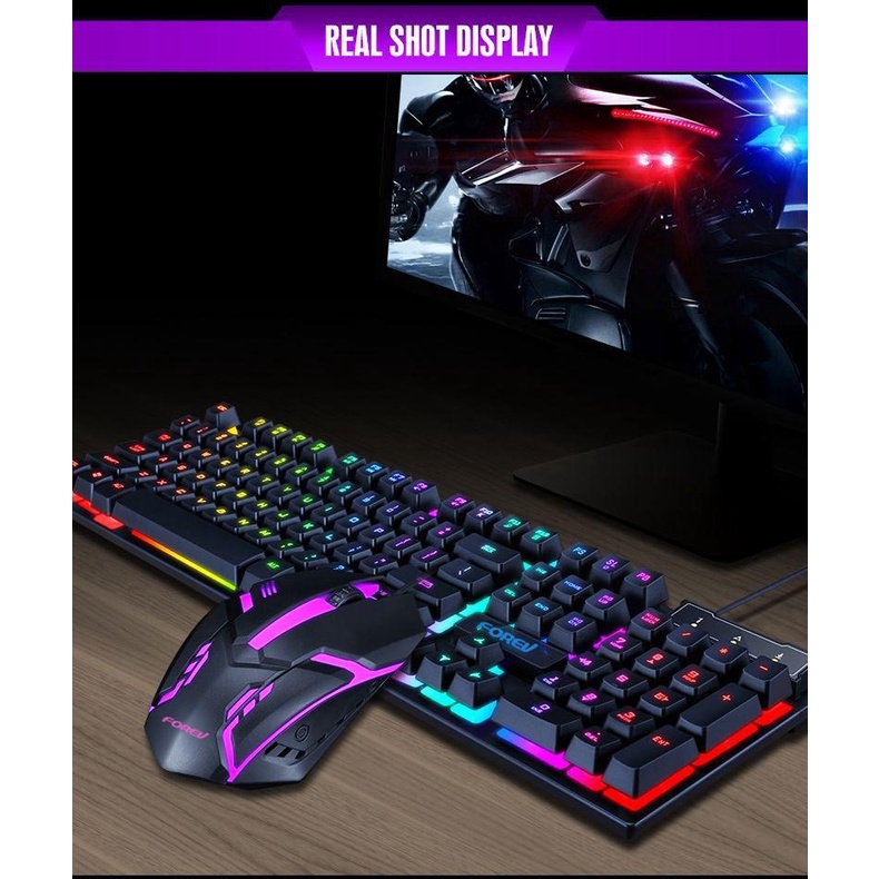 Bộ bàn phím giả cơ kèm chuột FOREV có dây LED màu cực đẹp chuyên game