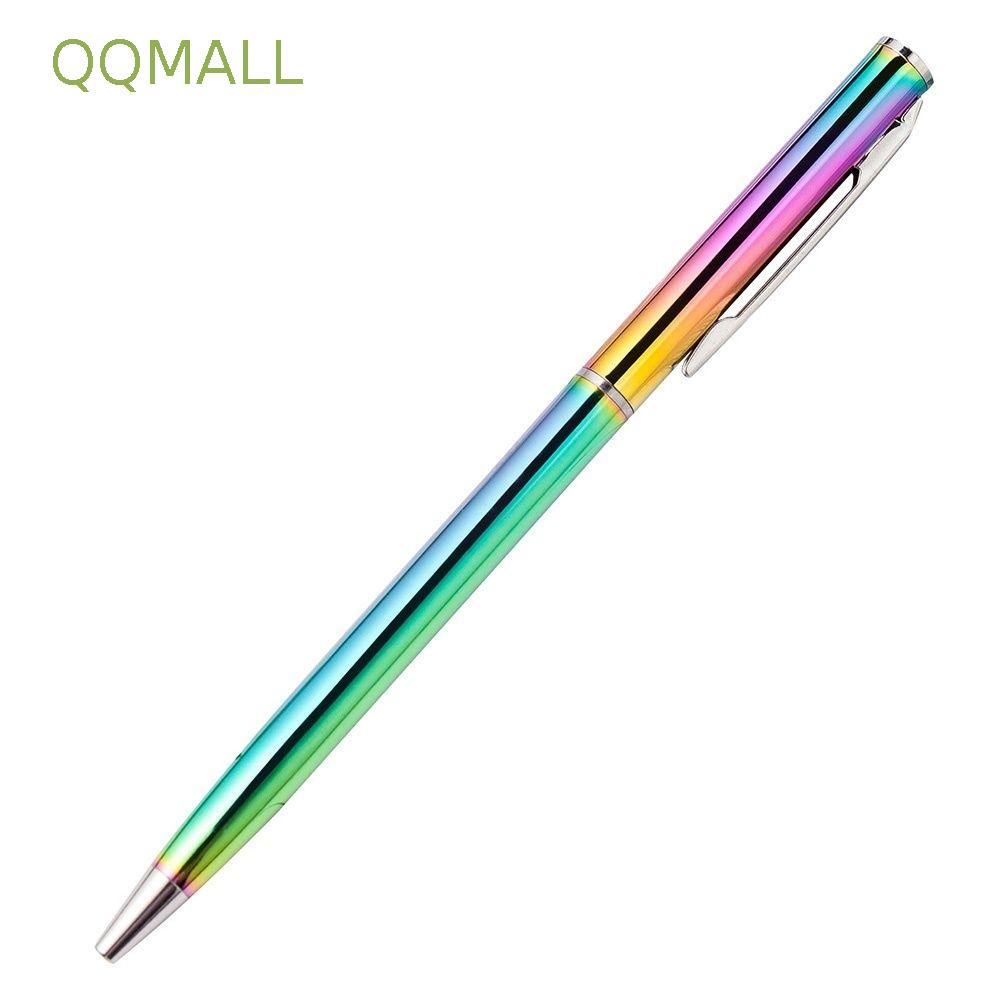 Qqmall Bút Bi Dạng Xoay Bằng Thép Không Gỉ Nhiều Màu Sắc Cầu Vồng Huỳnh Quang Sáng Tạo Dành Cho Học Sinh/Văn Phòng
