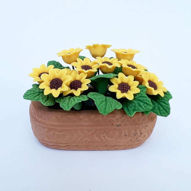 Chậu Cây Hoa Hướng Dương Nhân Tạo Mini Bằng Resin Kích Thước 1 / 12 Dùng Trang Trí Nhà Búp Bê / Tiểu