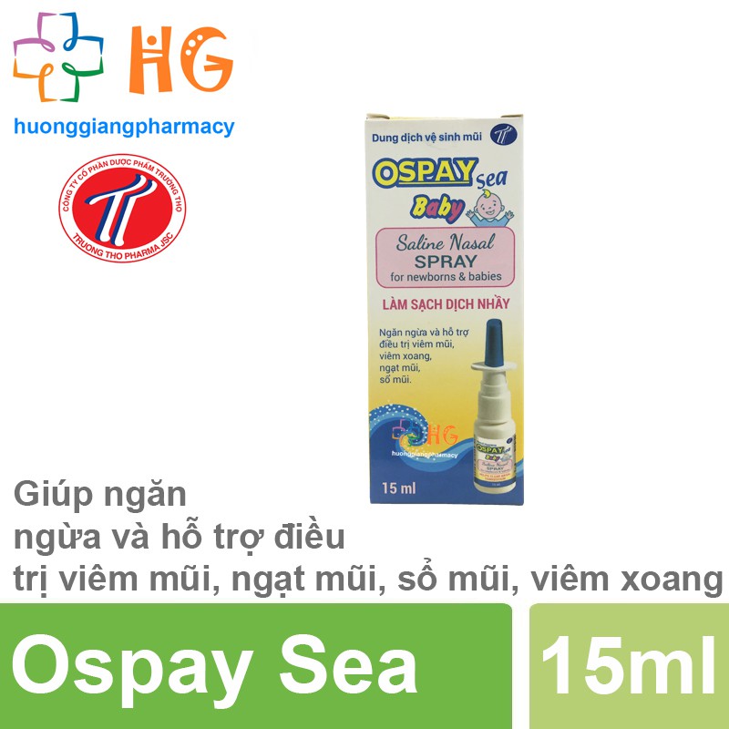 Ospay Baby - Giúp ngăn ngừa và hỗ trợ điều trị viêm mũi, ngạt mũi, sổ mũi, viêm xoang (Lọ 15ml)